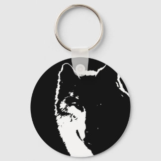 Black & White Wolf Keychain