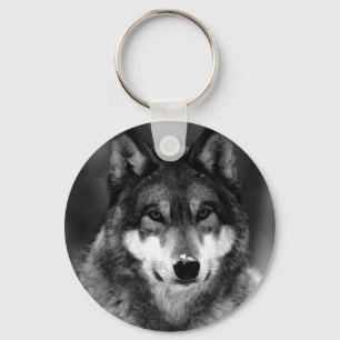 Black & White Wolf Keychain
