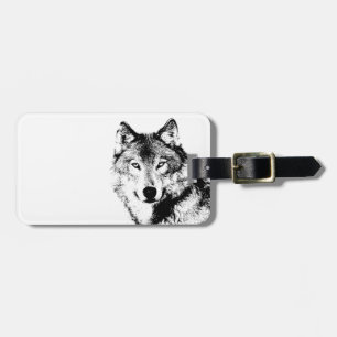 Black & White Wolf Luggage Tag