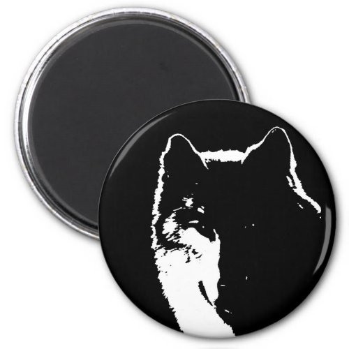 Black  White Wolf Magnet