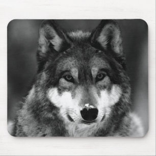 Black & White Wolf Mouse Pad
