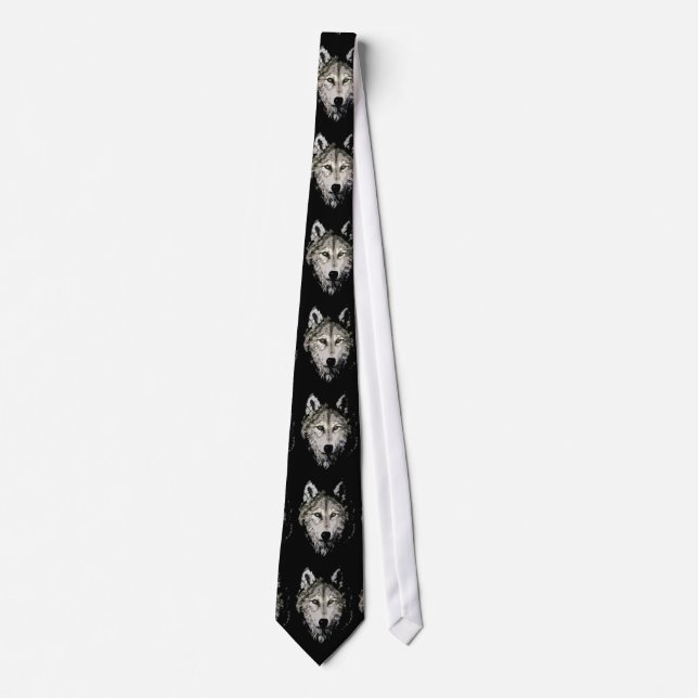 Black & White Wolf Neck Tie (Front)