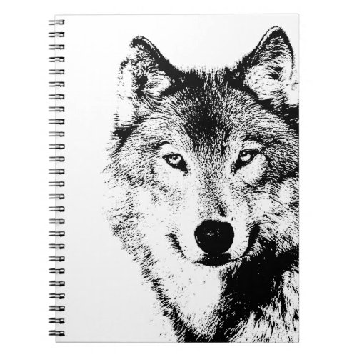 Black  White Wolf Notebook