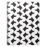 Black & White Wolf or Dog Head Silhouettes Pattern Notebook