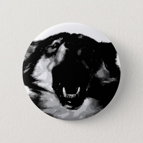 Black  White Wolf Pinback Button