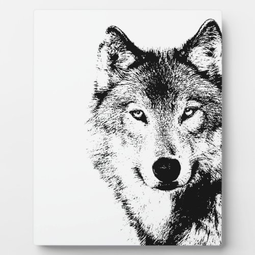 Black  White Wolf Plaque