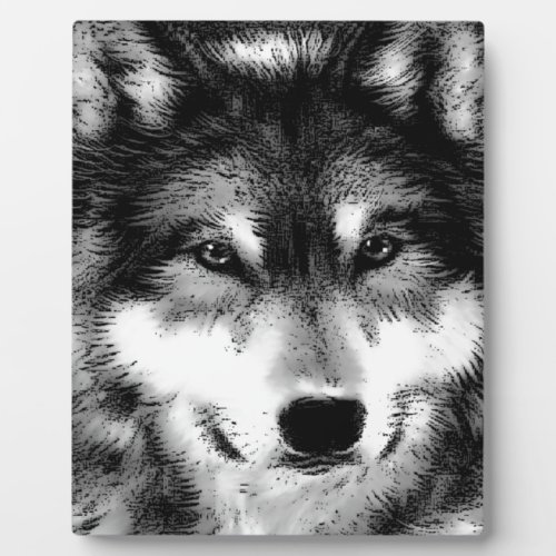 Black  White Wolf Plaque