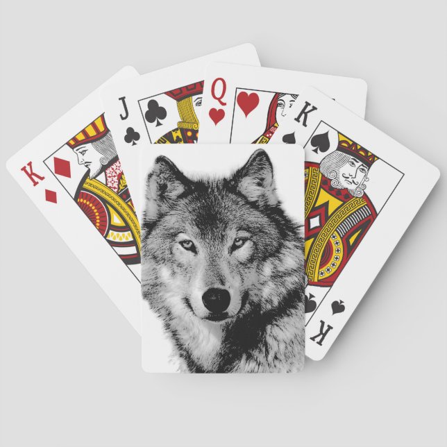 Black & White Wolf Poker Cards (Back)