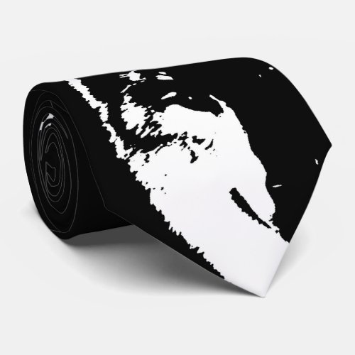 Black  White Wolf Pop Art Tie