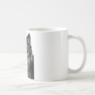 Black & White Wolf Portrait Coffee Mug