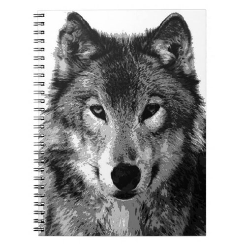 Black  White Wolf Portrait Notebook