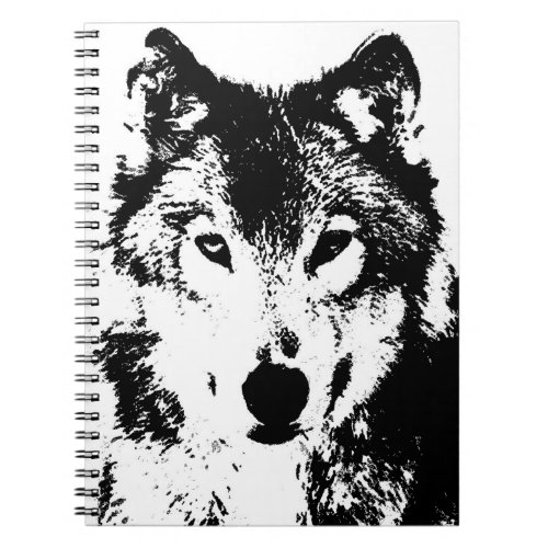 Black  White Wolf Portrait Notebook