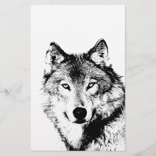 Black  White Wolf Stationery