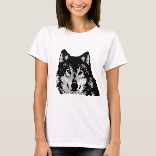 Black  White Wolf T_Shirt