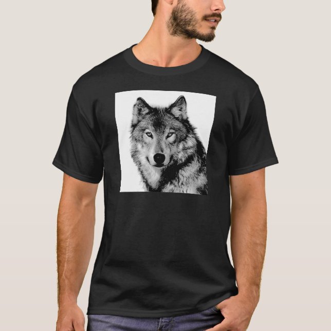 Black & White Wolf T-Shirt (Front)