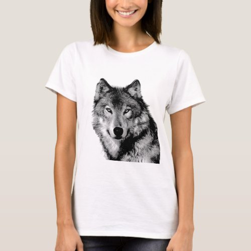 Black  White Wolf T_Shirt