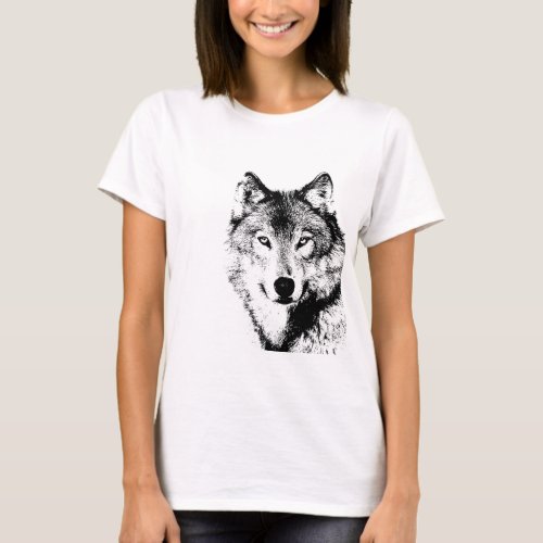 Black  White Wolf T_Shirt