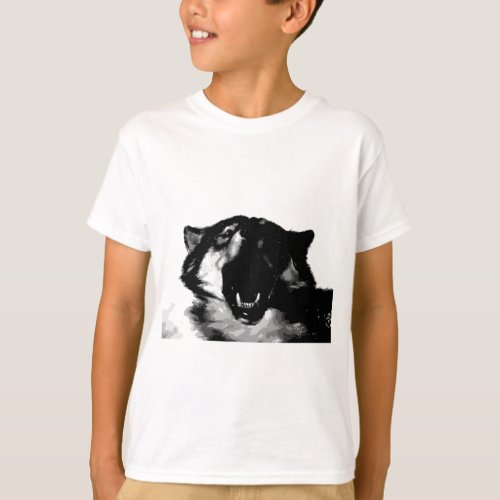 Black  White Wolf T_Shirt