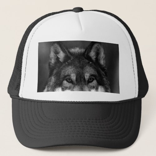 Black  White Wolf Trucker Hat