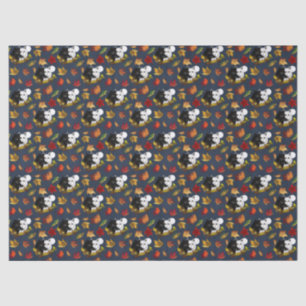 Black White Wolves Moonlight Autumn Leaves Tissue Paper