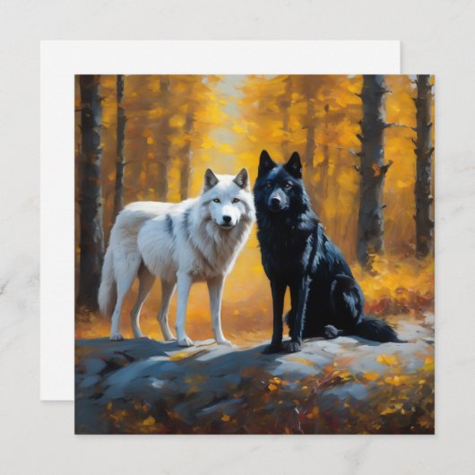 Black White Wolves Postcard (Front/Back)
