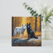 Black White Wolves Postcard (Standing Front)