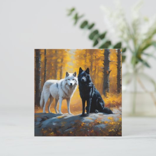 Black White Wolves Postcard (Standing Front)
