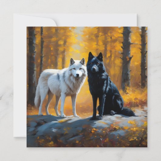 Black White Wolves Postcard (Front)