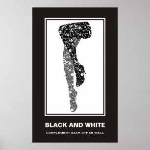 Black white woman's floral legs motivational poster