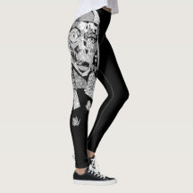 Black White Women Face Collage Artistic Leggings