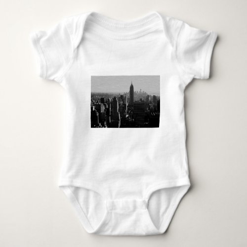 Black  White Wood Effect NYC Baby Bodysuit
