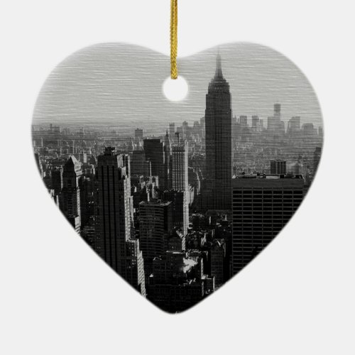 Black  White Wood Effect NYC Christmas Ornament