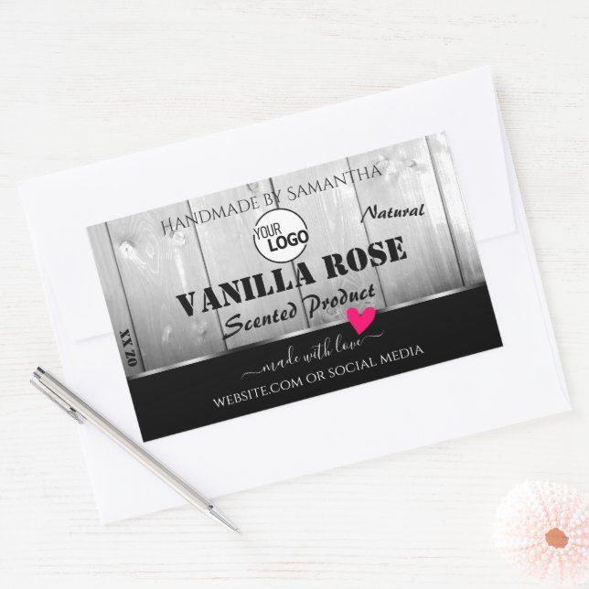 Black White Wood Grain Product Labels Heart Logo  (Envelope)
