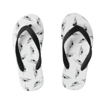 Black & White Woodpecker Birds Pattern Vintage Art Kid's Flip Flops Black & White Woodpecker Birds Pattern Vintage Art Kid's Flip Flops