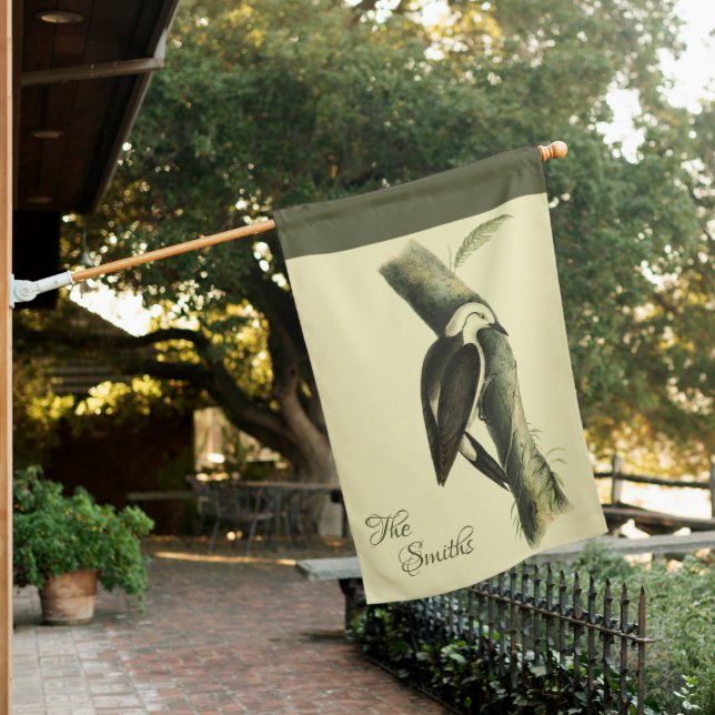 Black & White Woodpecker House Flag (In SItu)