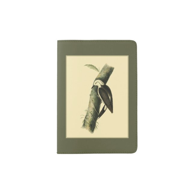 Black & White Woodpecker Passport Holder (Front)