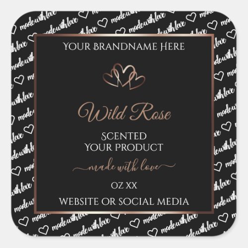Black White Word Art Product Label Rose Gold Frame