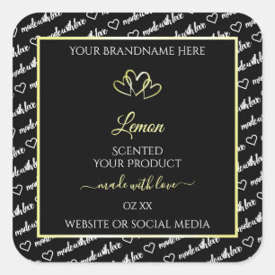 Black White Word Art Product Labels Cream Hearts