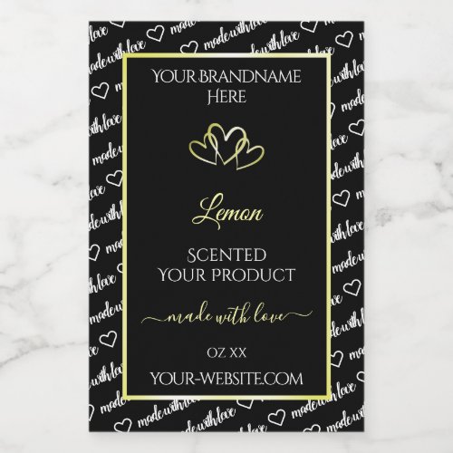 Black White Word Art Product Labels Cream Hearts