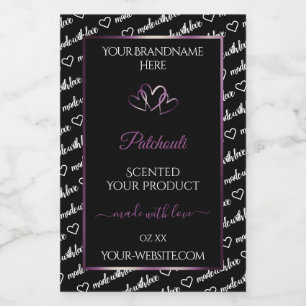 Black White Word Art Product Labels Purple Hearts