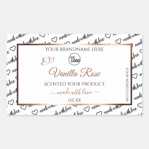 Black White Word Art Product Labels Rose Gold Logo