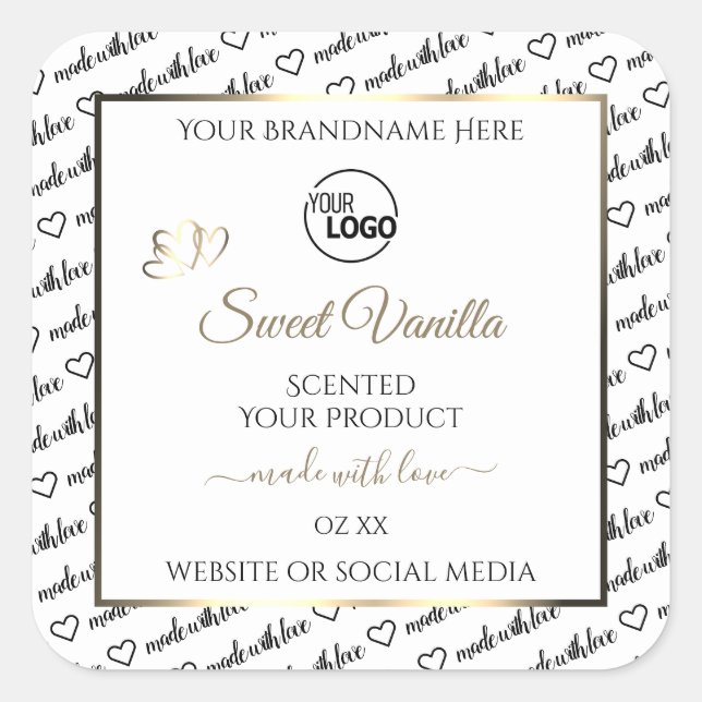 Black White Word Cloud Golden Product Labels Logo (Front)