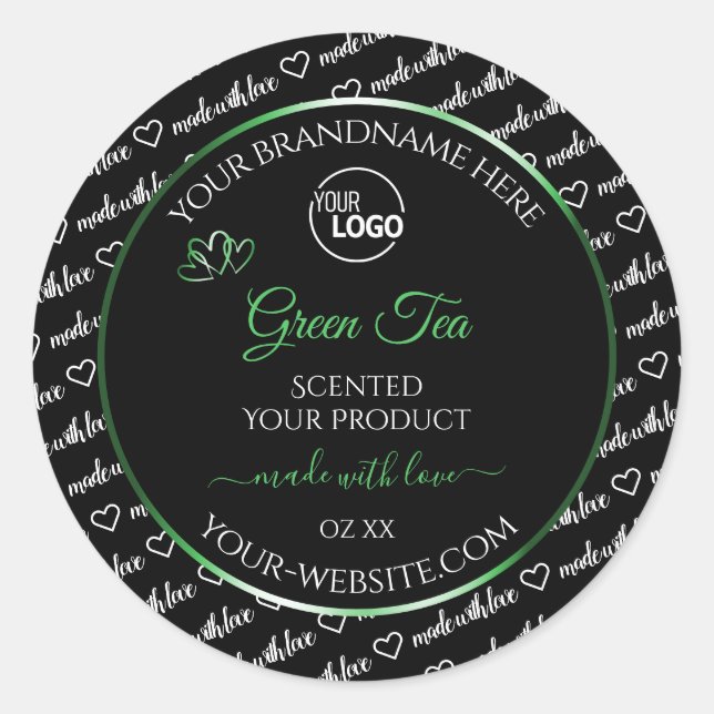 Black White Word Cloud Green Product Labels Logo (Front)