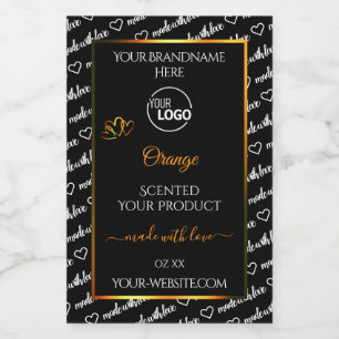 Black White Word Cloud Orange Product Label Logo