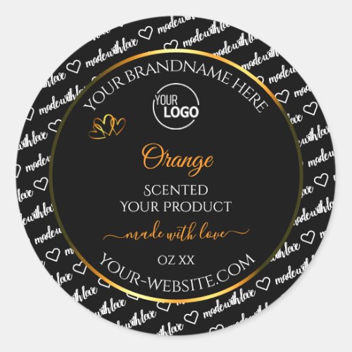 Black White Word Cloud Orange Product Label Logo