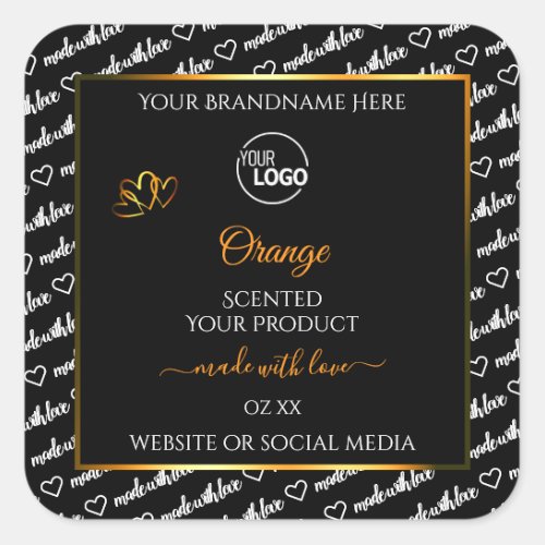 Black White Word Cloud Orange Product Label Logo
