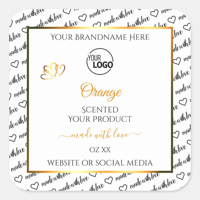 Black White Word Cloud Orange Product Labels Logo (Front)
