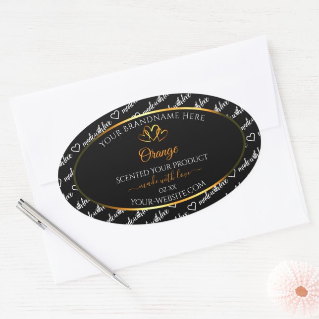 Black White Word Cloud Product Label Orange Hearts (Envelope)