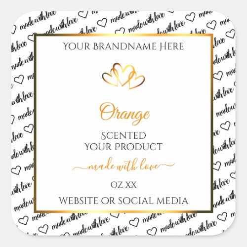 Black White Word Cloud Product Label Orange Hearts