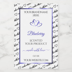 Black White Word Cloud Product Labels Blue Hearts